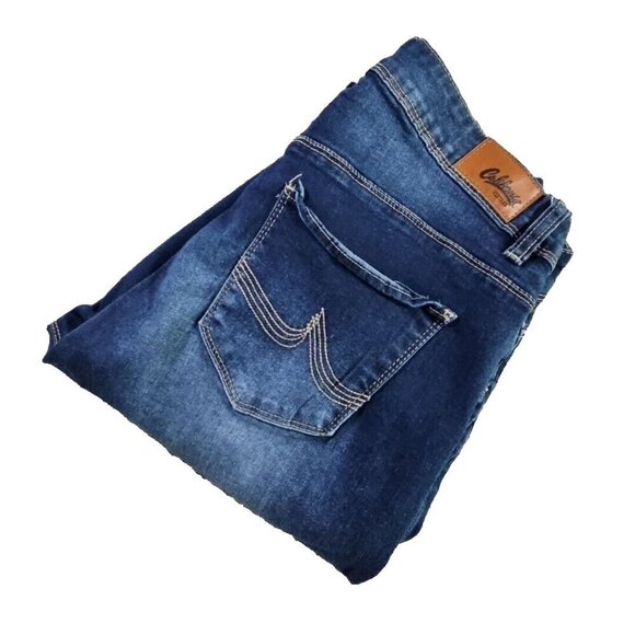 California Vintage Jeans Women's 16 (W34 L26) Med Wash Tapered Cut Distressed - Picture 6 of 16